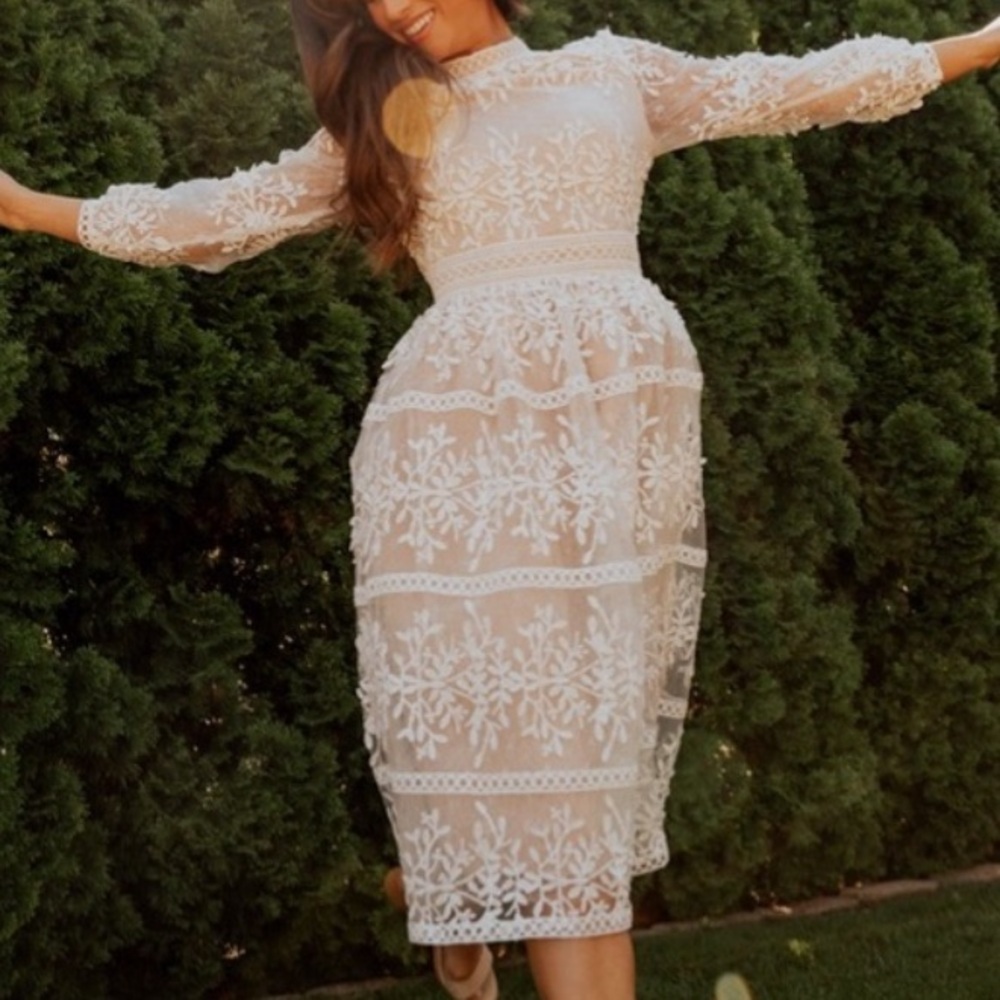 Ivy City Co. White Lace Sicily Dress, XXL, embroidery, wedding, feminine